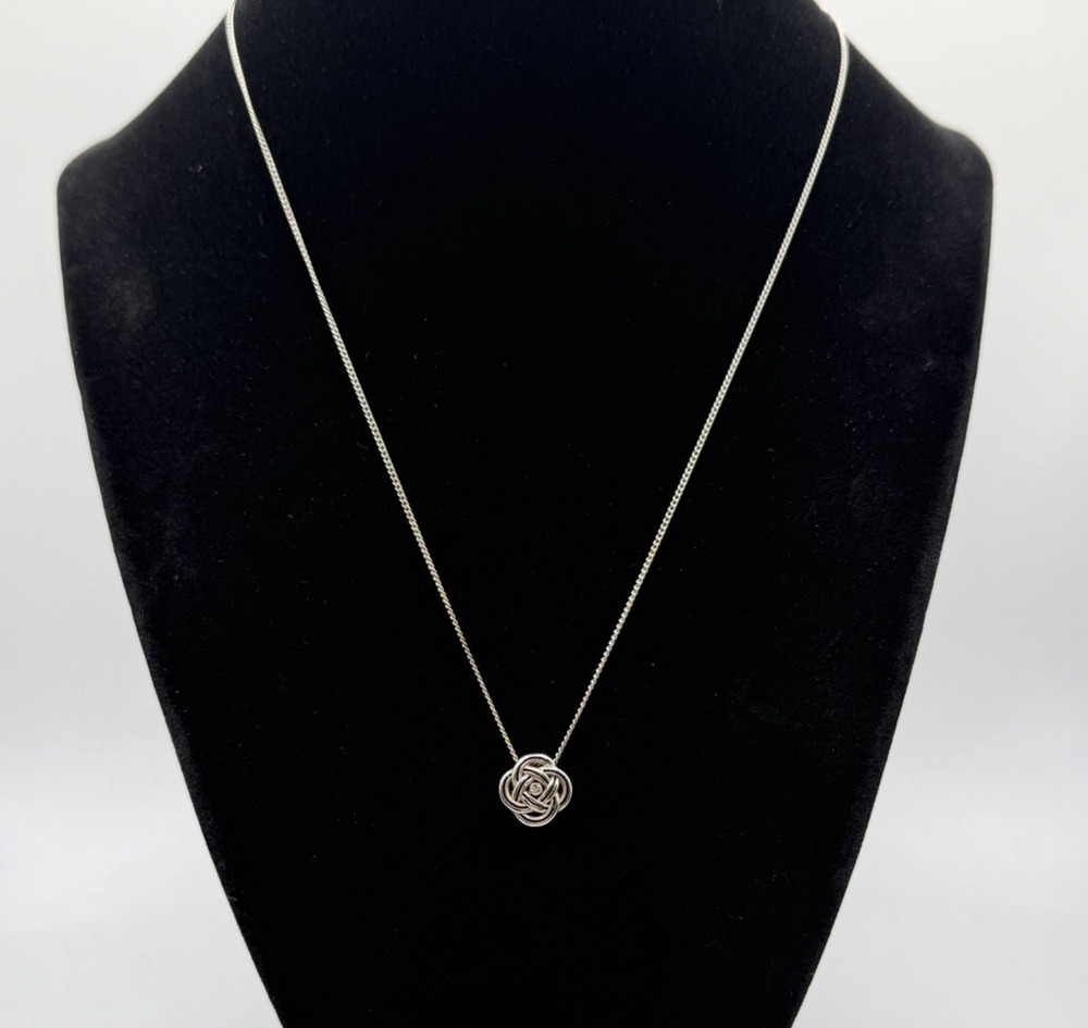 Brighton Interlok Celtic Knot Mini Pendant Crystal Necklace Silver Plated 16-18"